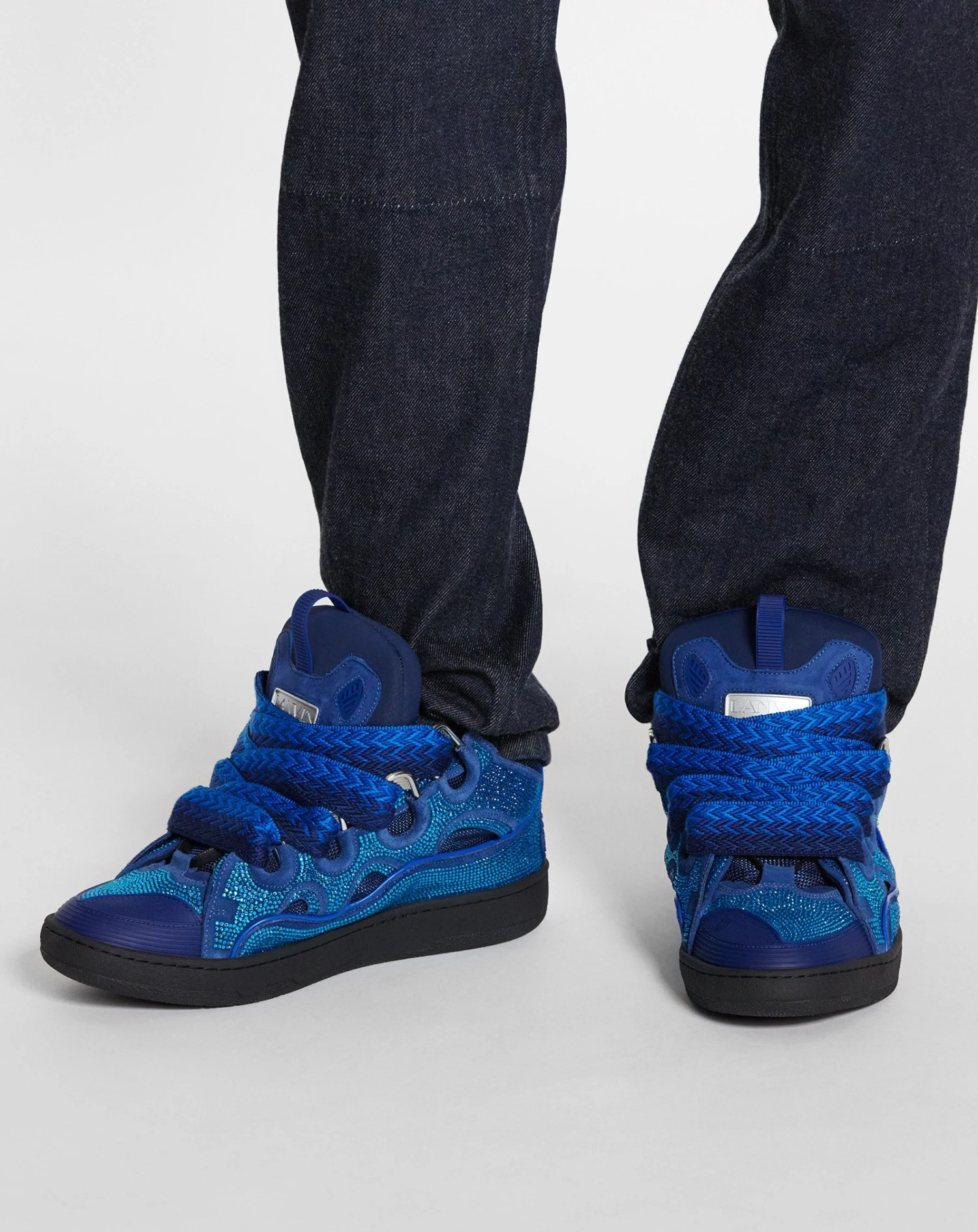 Lanvin CURB LEATHER AND RHINESTONE SNEAKERS 6 Lanvin CURB LEATHER AND RHINESTONE SNEAKERS - Image 4