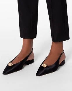 Lanvin SATIN SWING SLINGBACK MULE WITH MELODY JEWEL -Lanvin Fashion FW BASS06 RASO P2310 F