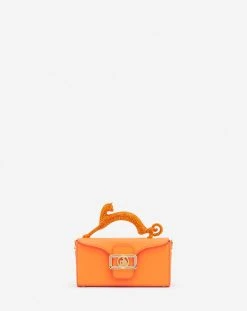 Lanvin LEATHER AND RHINESTONE NANO PENCIL CAT BAG