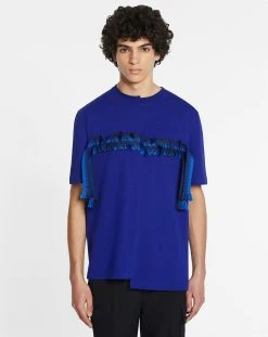 Lanvin ASYMMETRICAL CURB LACE T-SHIRT -Lanvin Fashion RM TS0006 J018 H22214 C