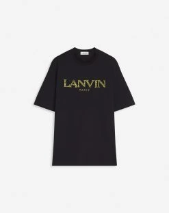CLASSIC T-SHIRT WITH RAFFIA LANVIN PARIS EMBROIDERY