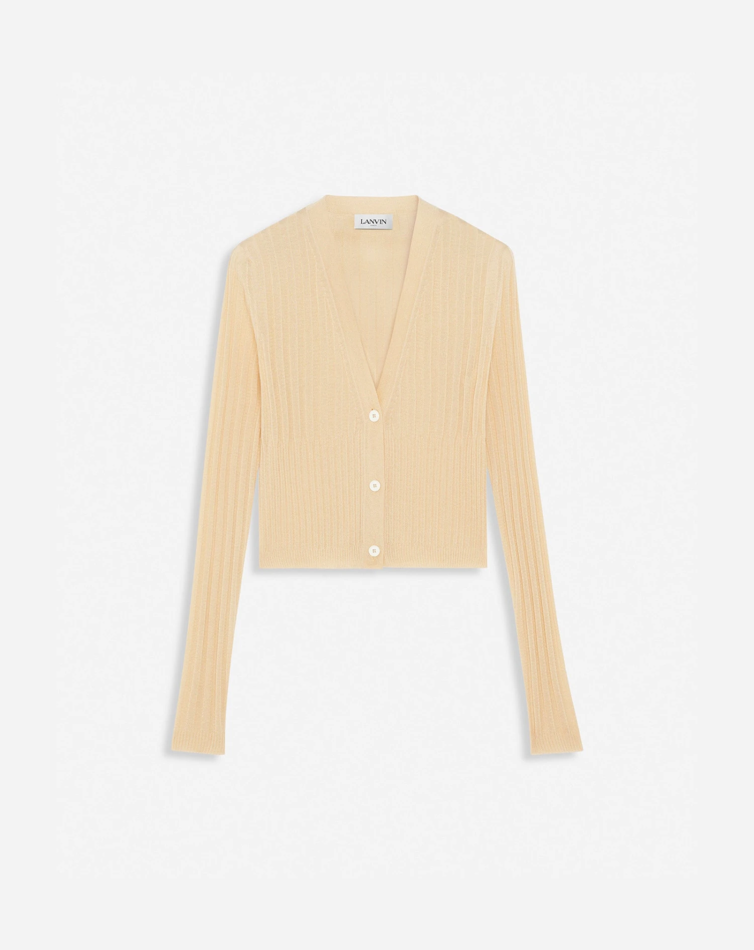 Lanvin RIBBED SILK AND COTTON V-NECK CARDIGAN 3 Lanvin RIBBED SILK AND COTTON V-NECK CARDIGAN