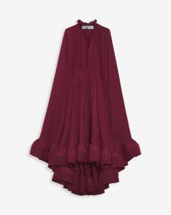 Lanvin LONG RUFFLE DRESS IN CHARMEUSE