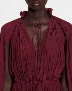 Lanvin LONG RUFFLE DRESS IN CHARMEUSE -Lanvin Fashion RW DR0042 4778 A2139 E