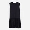 Lanvin SLEEVELESS ROUND NECK DRESS WITH RUFFLES IN SATIN -Lanvin Fashion RW DR0101 5584 P2310A