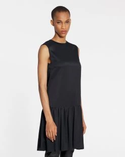 Lanvin SLEEVELESS ROUND NECK DRESS WITH RUFFLES IN SATIN -Lanvin Fashion RW DR0101 5584 P2310C