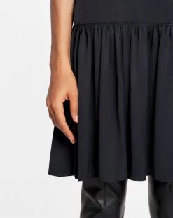 Lanvin SLEEVELESS ROUND NECK DRESS WITH RUFFLES IN SATIN -Lanvin Fashion RW DR0101 5584 P2310E