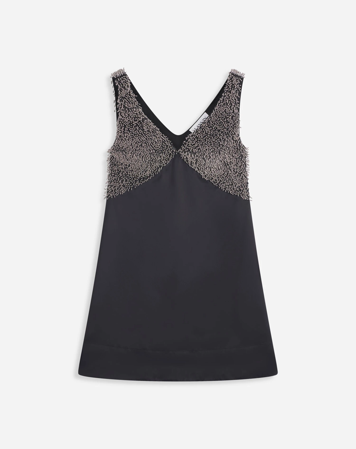 Lanvin LARGE STRAP V NECK EMBROIDERED DRESS IN SATIN 3 Lanvin LARGE STRAP V NECK EMBROIDERED DRESS IN SATIN