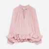 Lanvin LONG-SLEEVE CHARMEUSE BLOUSE