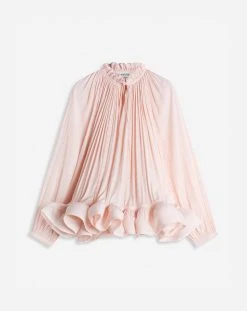 Lanvin LONG-SLEEVE JACQUARD CHARMEUSE BLOUSE