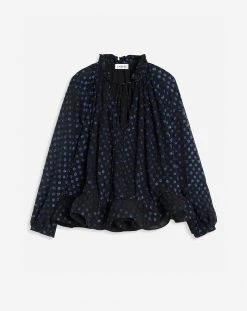 Lanvin LONG SLEEVE PRINTED CHARMEUSE BLOUSE