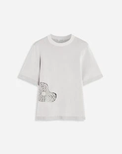 Lanvin RAFFIA EMBROIDERED ROUND NECK TEE