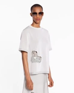 Lanvin RAFFIA EMBROIDERED ROUND NECK TEE -Lanvin Fashion RW TS0004 K007 P23401 C