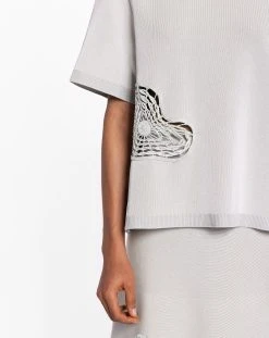 Lanvin RAFFIA EMBROIDERED ROUND NECK TEE -Lanvin Fashion RW TS0004 K007 P23401 E