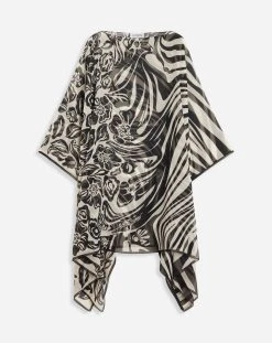 Lanvin FLOWER TO ZEBRA PRINTED SILK KAFTAN