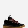 Lanvin Leather And Glitter Technical Material Curb Sneakers -Lanvin Fashion fm skrk11 drlx a2210a