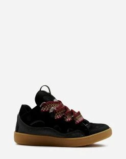 Lanvin Leather And Glitter Technical Material Curb Sneakers