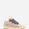Lanvin LEATHER AND GLITTER TECHNICAL MATERIAL CURB SNEAKERS -Lanvin Fashion fm skrk11 drlx a2251a