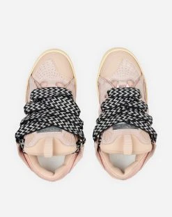 Lanvin LEATHER AND GLITTER TECHNICAL MATERIAL CURB SNEAKERS -Lanvin Fashion fm skrk11 drlx a2251c