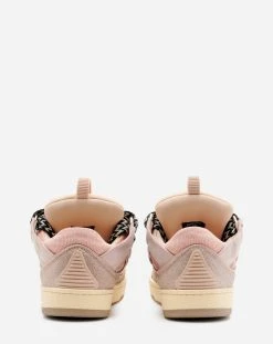 Lanvin LEATHER AND GLITTER TECHNICAL MATERIAL CURB SNEAKERS -Lanvin Fashion fm skrk11 drlx a2251d