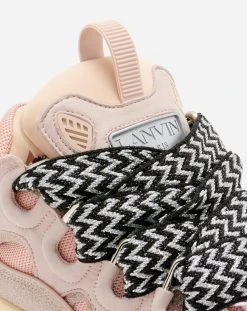 Lanvin LEATHER AND GLITTER TECHNICAL MATERIAL CURB SNEAKERS -Lanvin Fashion fm skrk11 drlx a2251e