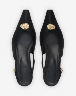 Lanvin SATIN SWING SLINGBACK MULE WITH MELODY JEWEL -Lanvin Fashion fw bass06 raso p2310 c