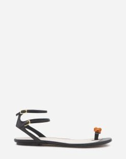 Lanvin FLAT LEATHER SWING SANDALS WITH MELODIE JEWEL