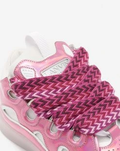 Lanvin METALLIC LEATHER CURB SNEAKERS -Lanvin Fashion fw skdk02 irid p235000 e