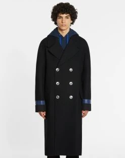 Lanvin DOUBLE-BREASTED COAT WITH CONTRASTING PANELS AND KIMONO SLEEVES -Lanvin Fashion rm co0004 5516 h2210 c 2e213b0f 178e 48e2 a9c3 2ffa3c1439f4