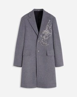 Lanvin CLASSIC SINGLE-BREASTED COAT WITH EMBROIDERIES