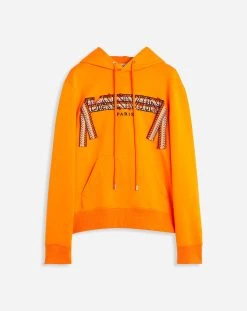 EMBROIDERED LANVIN CURB LACE HOODIE