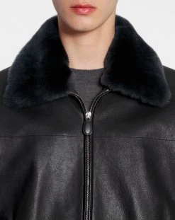 Lanvin JACKET IN CALFSKIN WITH SHEARLING COLLAR -Lanvin Fashion rm ja0012 l037 p2310e 141ab426 8f93 412d 81a7 dbfc64c998bd