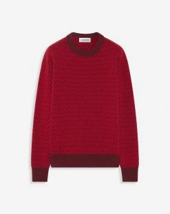 Lanvin CURB HERRINGBONE CREWNECK SWEATER IN MERINO WOOL