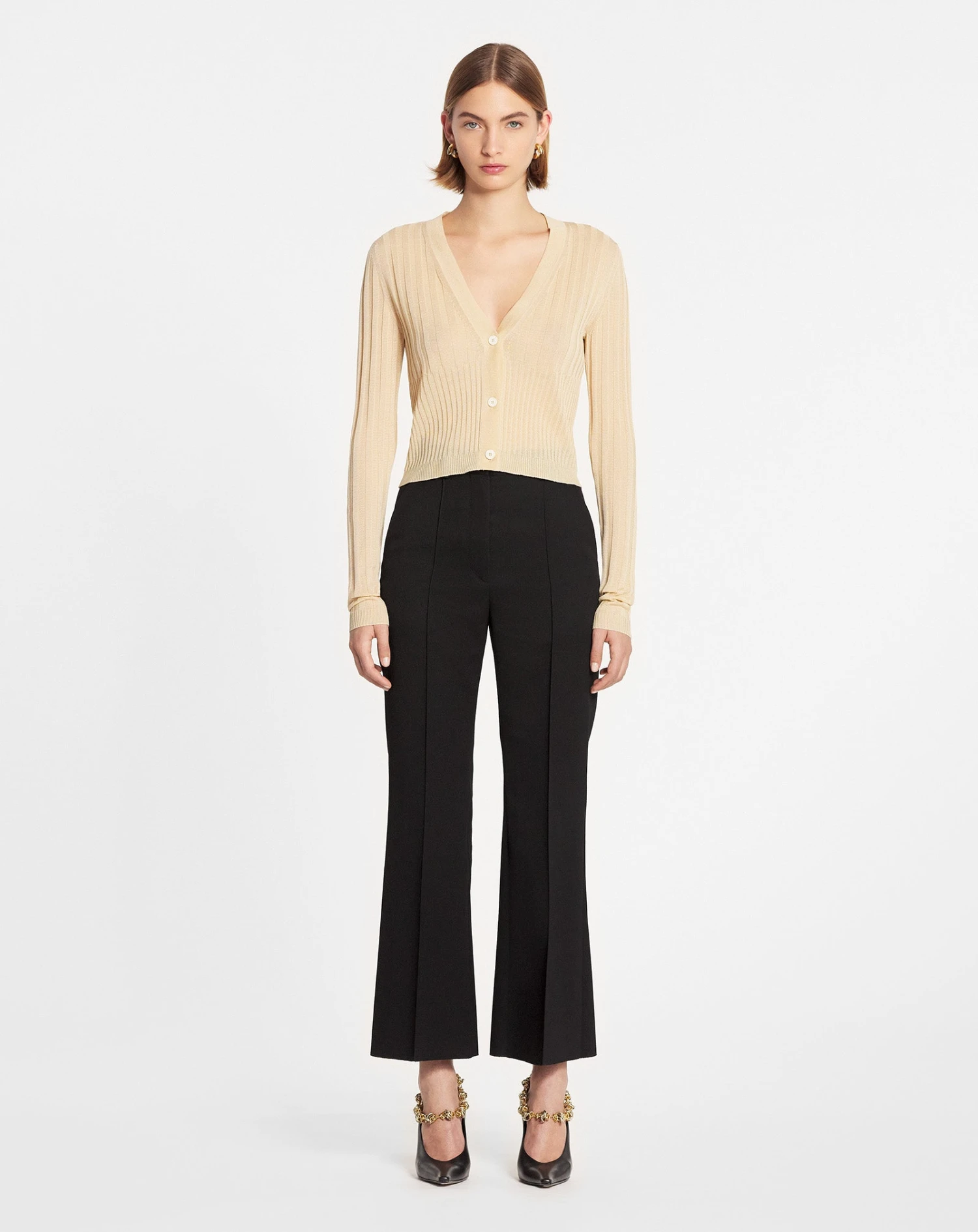 Lanvin RIBBED SILK AND COTTON V-NECK CARDIGAN 4 Lanvin RIBBED SILK AND COTTON V-NECK CARDIGAN - Image 2