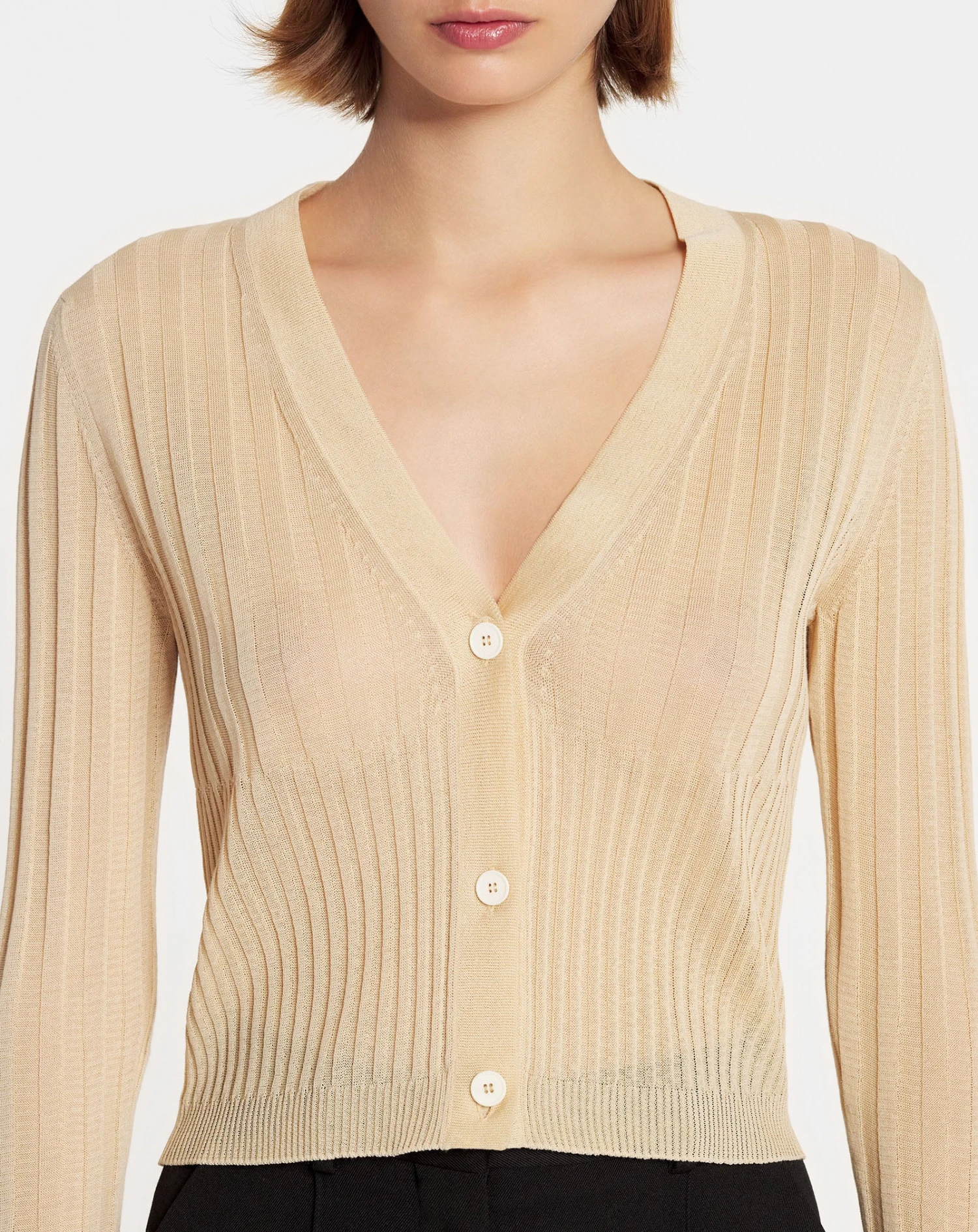 Lanvin RIBBED SILK AND COTTON V-NECK CARDIGAN 7 Lanvin RIBBED SILK AND COTTON V-NECK CARDIGAN - Image 5