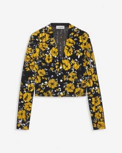 Lanvin PRINTED SILK AND COTTON V-NECK CARDIGAN