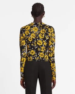 Lanvin PRINTED SILK AND COTTON V-NECK CARDIGAN -Lanvin Fashion rw ca0018 k404 a2310s1 d