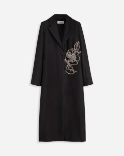 Lanvin SINGLE-BREASTED TAILORED COAT IN WOOL SILK WITH EMBROIDERY