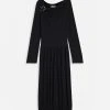 Lanvin ASYMMETRIC TOP LONG SLEEVE DRAPED MIDI DRESS IN FLUID CREPE -Lanvin Fashion rw dr0004 4792 p2310a