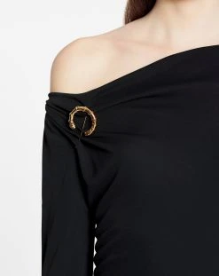 Lanvin ASYMMETRIC TOP LONG SLEEVE DRAPED MIDI DRESS IN FLUID CREPE -Lanvin Fashion rw dr0004 4792 p2310e