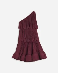 Lanvin ASYMMETRIC 3 LAYER DRESS WITH RUFFLES IN CHARMEUSE