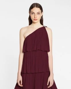 Lanvin ASYMMETRIC 3 LAYER DRESS WITH RUFFLES IN CHARMEUSE -Lanvin Fashion rw dr0024 4778 p2339c