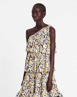 Lanvin PRINTED CHARMEUSE ASYMMETRIC DRESS WITH RUFFLES -Lanvin Fashion rw dr0024 5769 a2310 c 6bbf407f adae 44cd 96ed 7ef48a644757