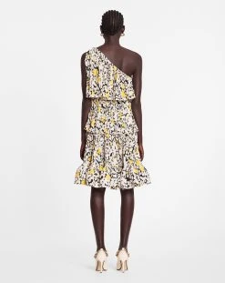 Lanvin PRINTED CHARMEUSE ASYMMETRIC DRESS WITH RUFFLES -Lanvin Fashion rw dr0024 5769 a2310 d cbc68bde e511 439e bdc1 7199fec81021