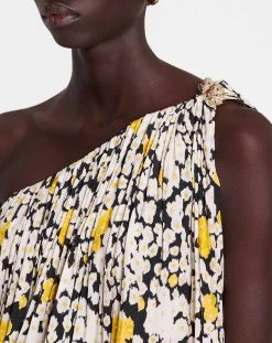 Lanvin PRINTED CHARMEUSE ASYMMETRIC DRESS WITH RUFFLES -Lanvin Fashion rw dr0024 5769 a2310 e 98447fee 0bea 4c15 90a0 5cf37dba0830