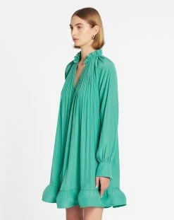 Lanvin SHORT CHARMEUSE DRESS WITH LONG SLEEVES AND RUFFLES -Lanvin Fashion rw dr0026 4778 a23461 c f91155ea 099c 4732 80df 1f6953522c9f