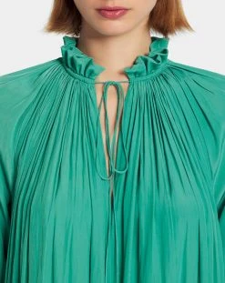 Lanvin SHORT CHARMEUSE DRESS WITH LONG SLEEVES AND RUFFLES -Lanvin Fashion rw dr0026 4778 a23461 e 2ac09b5d d1df 417d bcab 536d6b68969b