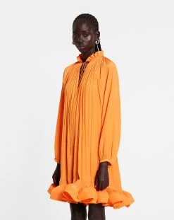 Lanvin SHORT CHARMEUSE DRESS WITH LONG SLEEVES -Lanvin Fashion rw dr0026 4778 e23963 c b7e52fbf 2feb 4fe5 bacd 6a16cf147dd1