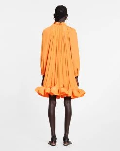 Lanvin SHORT CHARMEUSE DRESS WITH LONG SLEEVES -Lanvin Fashion rw dr0026 4778 e23963 d 71ed9e2d cd32 4150 b5e1 e01d95388f5a