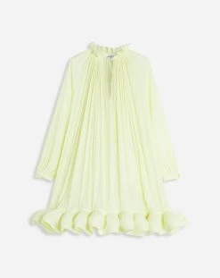 Lanvin LONG SLEEVE MINI DRESS WITH RUFFLES IN CHARMEUSE